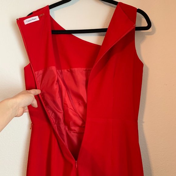 Calvin Klein Red Ruffle Sheath Dress - Picture 4 of 5